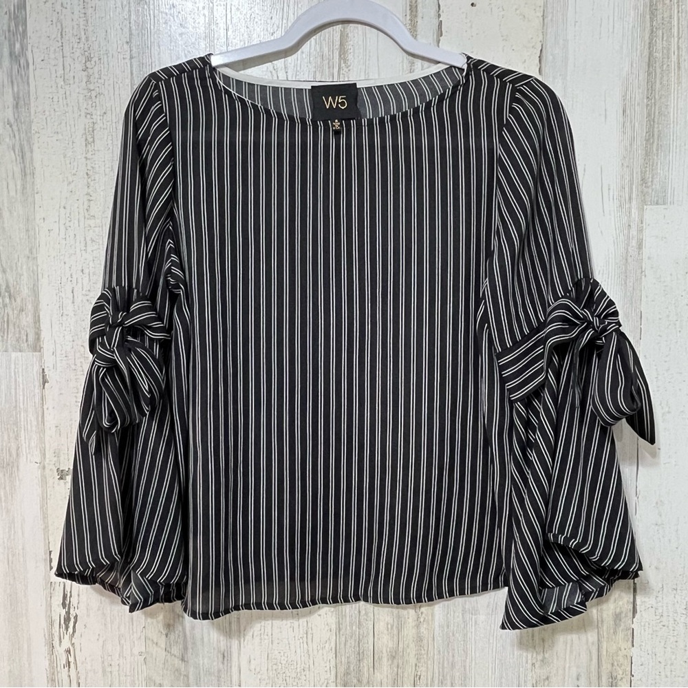 W5 Black and White Striped Women's Top